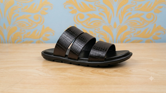 Tri Strap Premium Chappal Black
